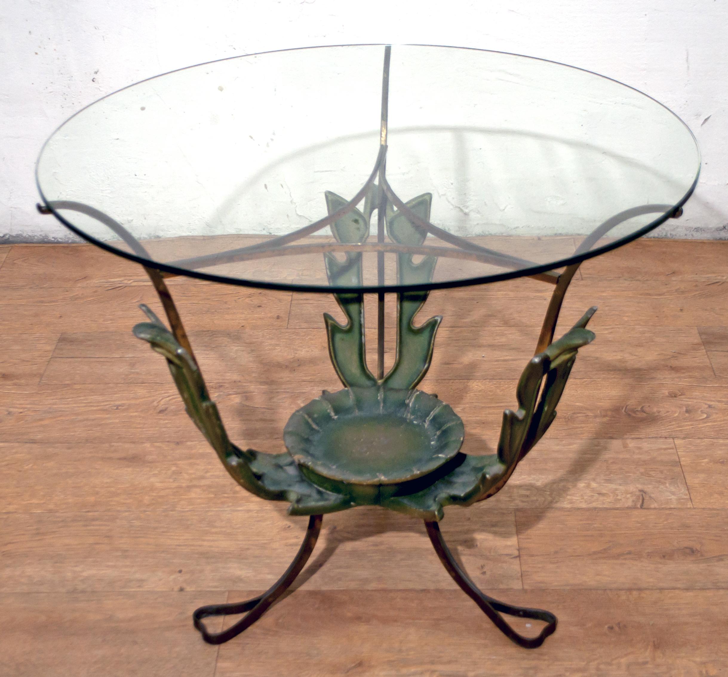 Mid-Century Modern Table basse italienne en laiton et bois du milieu du siècle dernier de Pierluigi Colli, années 1950 en vente