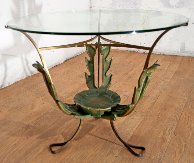 Lacquered Pierluigi Colli Midcentury Italian Brass and Wood Coffee Table, 1950s For Sale