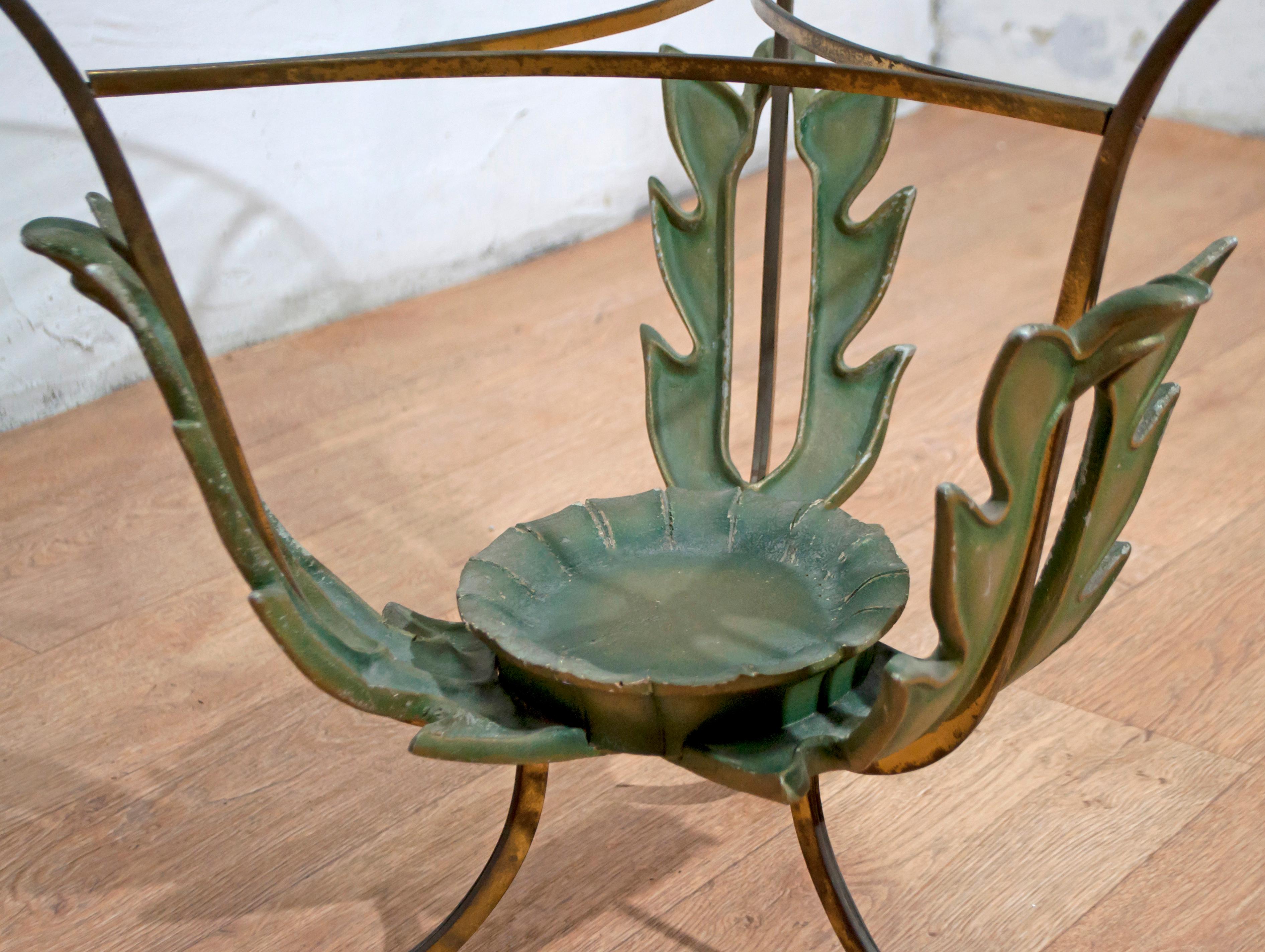 Table basse italienne en laiton et bois du milieu du siècle dernier de Pierluigi Colli, années 1950 en vente 1