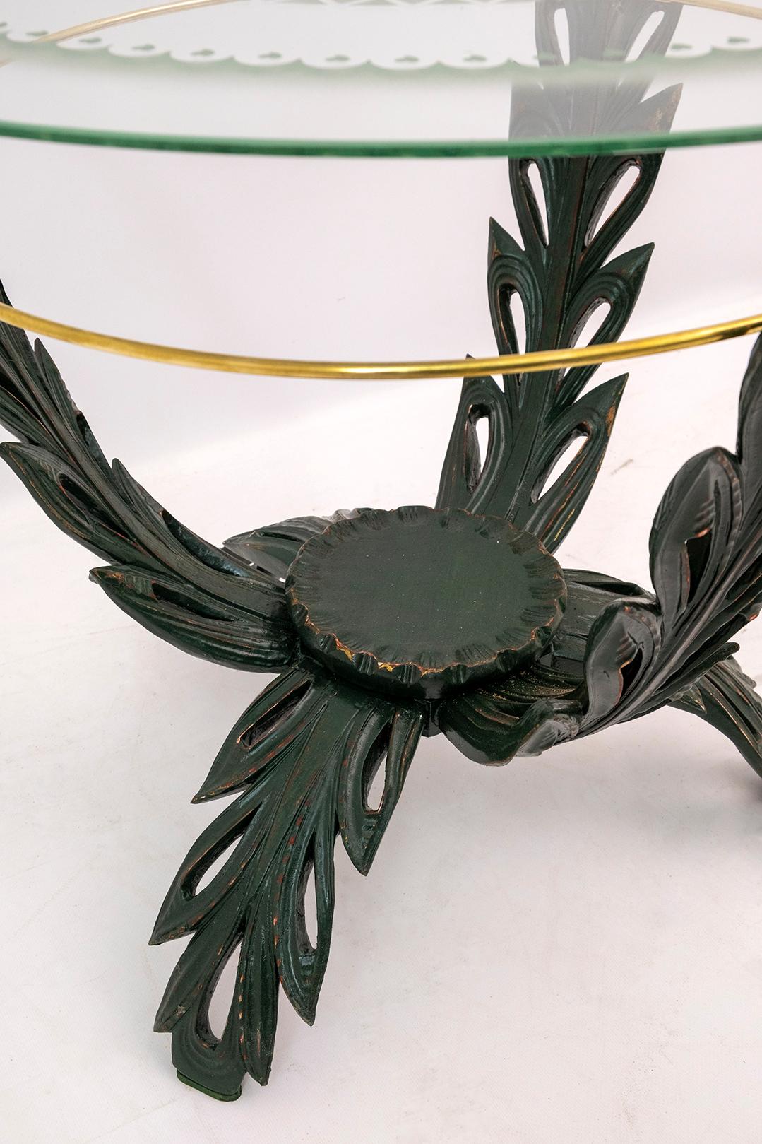 Mid-20th Century Pierluigi Colli Midcentury Italian Brass and Wood Coffee Table, 1950s For Sale