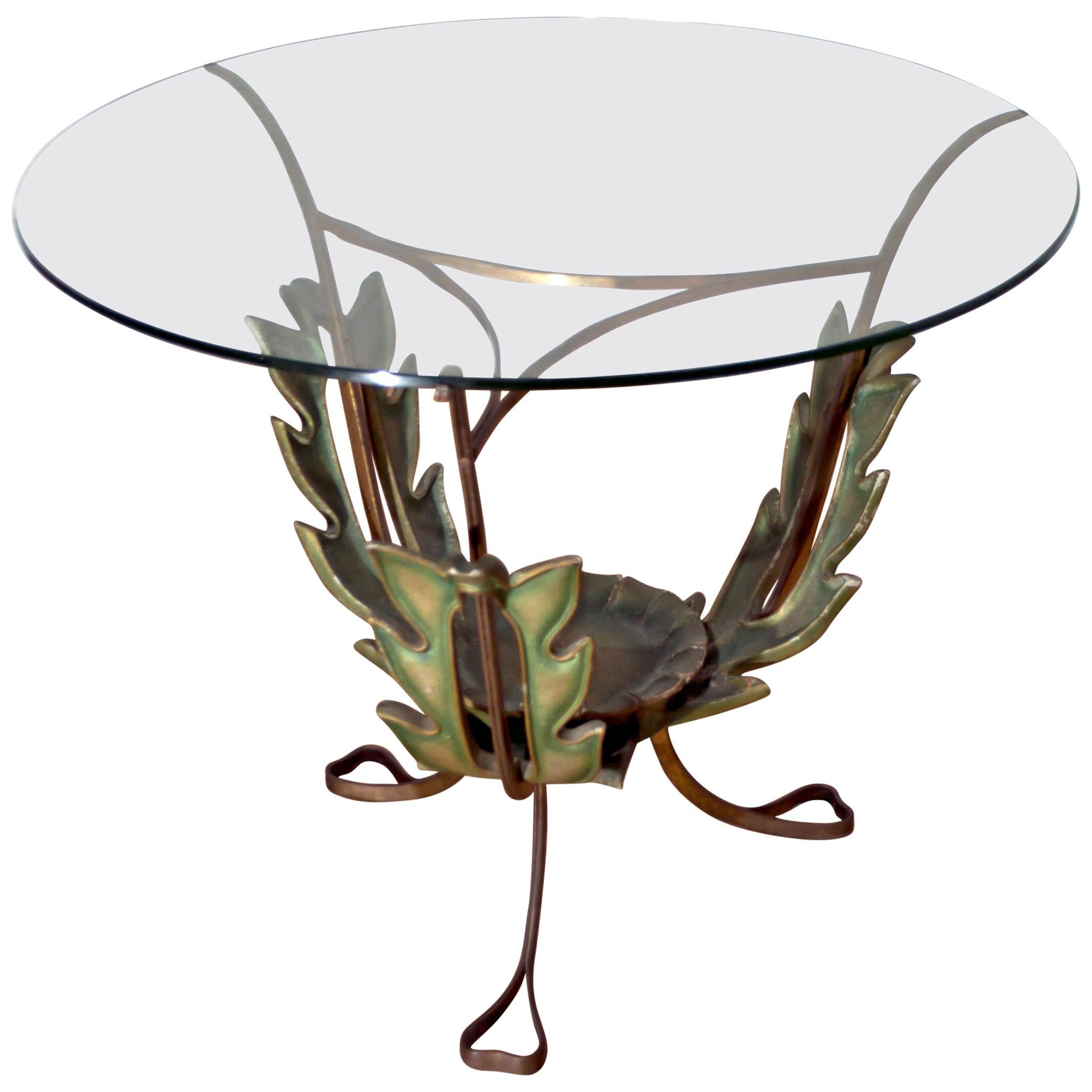 Table basse italienne en laiton et bois du milieu du siècle dernier de Pierluigi Colli, années 1950