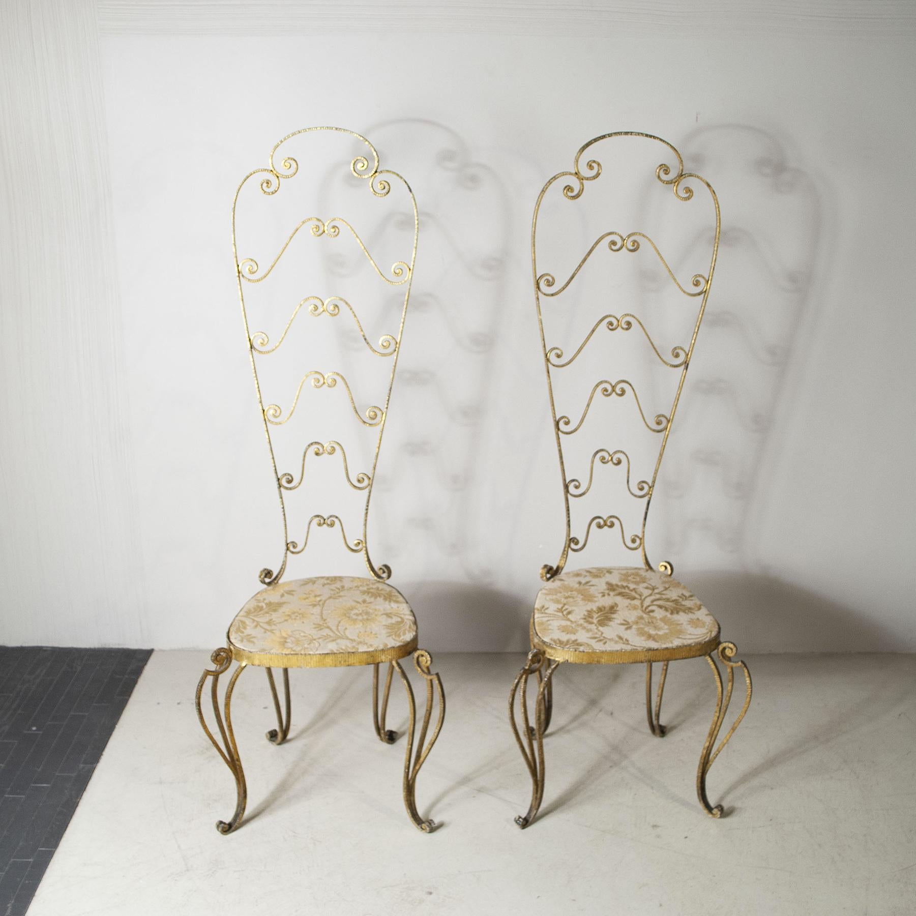 Wrought Iron Pierluigi Colli Set Two in Hammered Gilded Iron For Sale