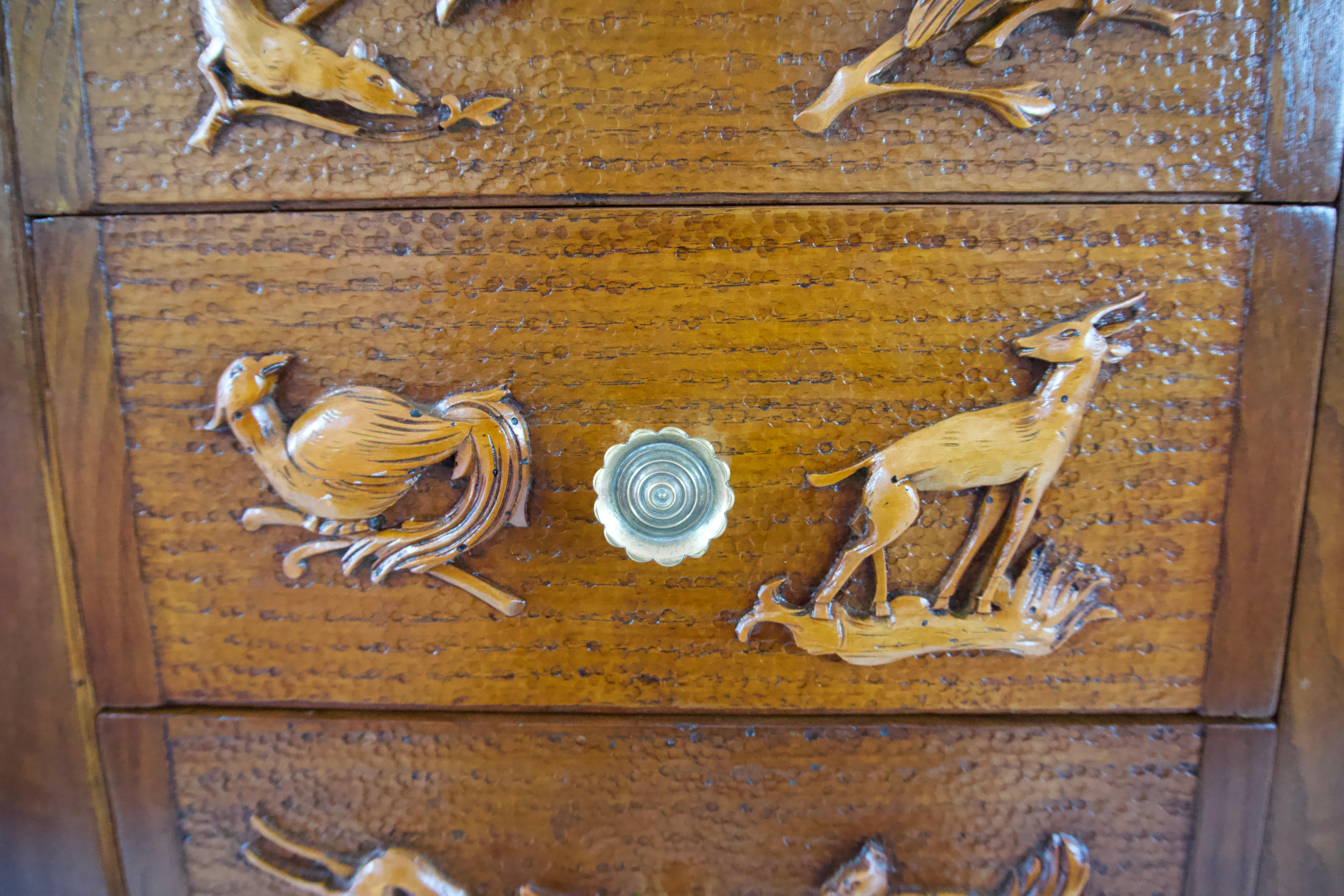 Pierluigi Colli sideboard carved wood, veneered root, two doors, drawers, 1940 For Sale 2