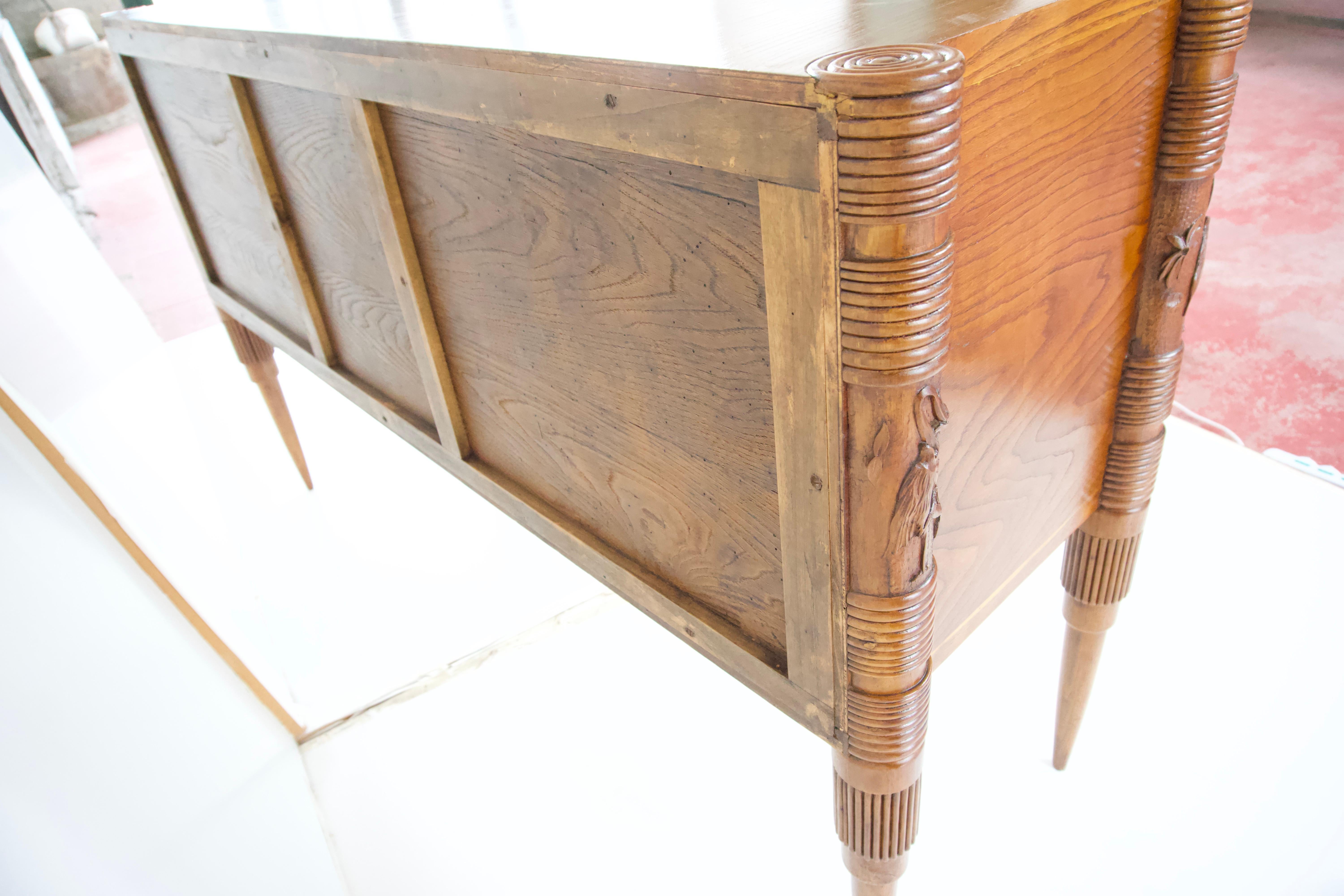 Pierluigi Colli sideboard carved wood, veneered root, two doors, drawers, 1940 For Sale 9