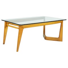 Tavolo da pranzo biomorfo monumentale di Pierluigi Giordani, Wood + vetro, Italia anni '50