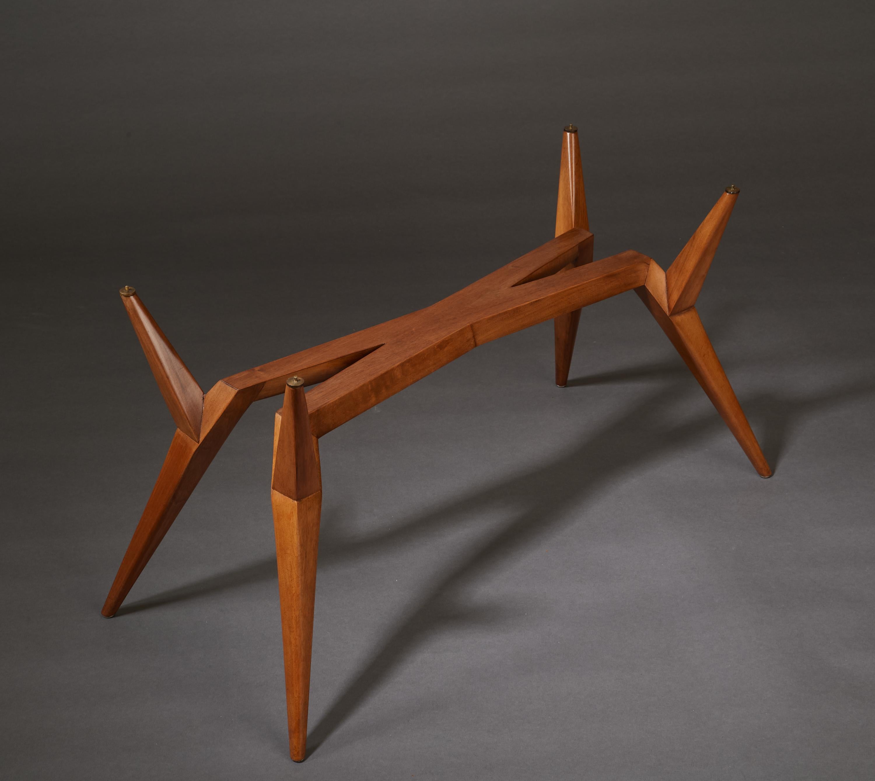 Pierluigi Giordani Rare table basse constructiviste en bois et verre, Italie années 1950 en vente 3
