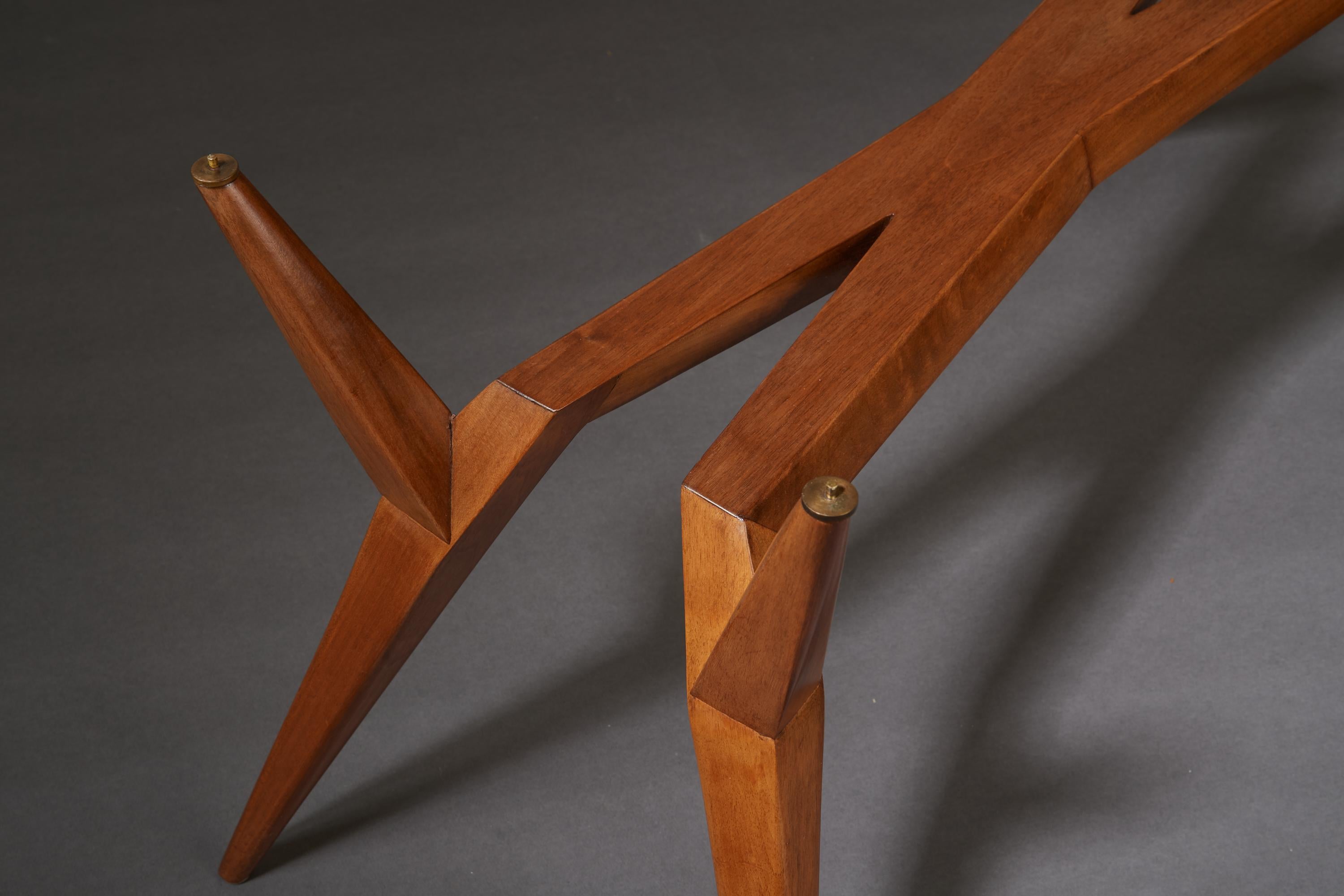 Pierluigi Giordani Rare table basse constructiviste en bois et verre, Italie années 1950 en vente 4