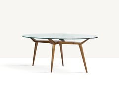 Exceptional Pierluigi Giordani Biomorphic Walnut & Glass Dining Table Italy 1955
