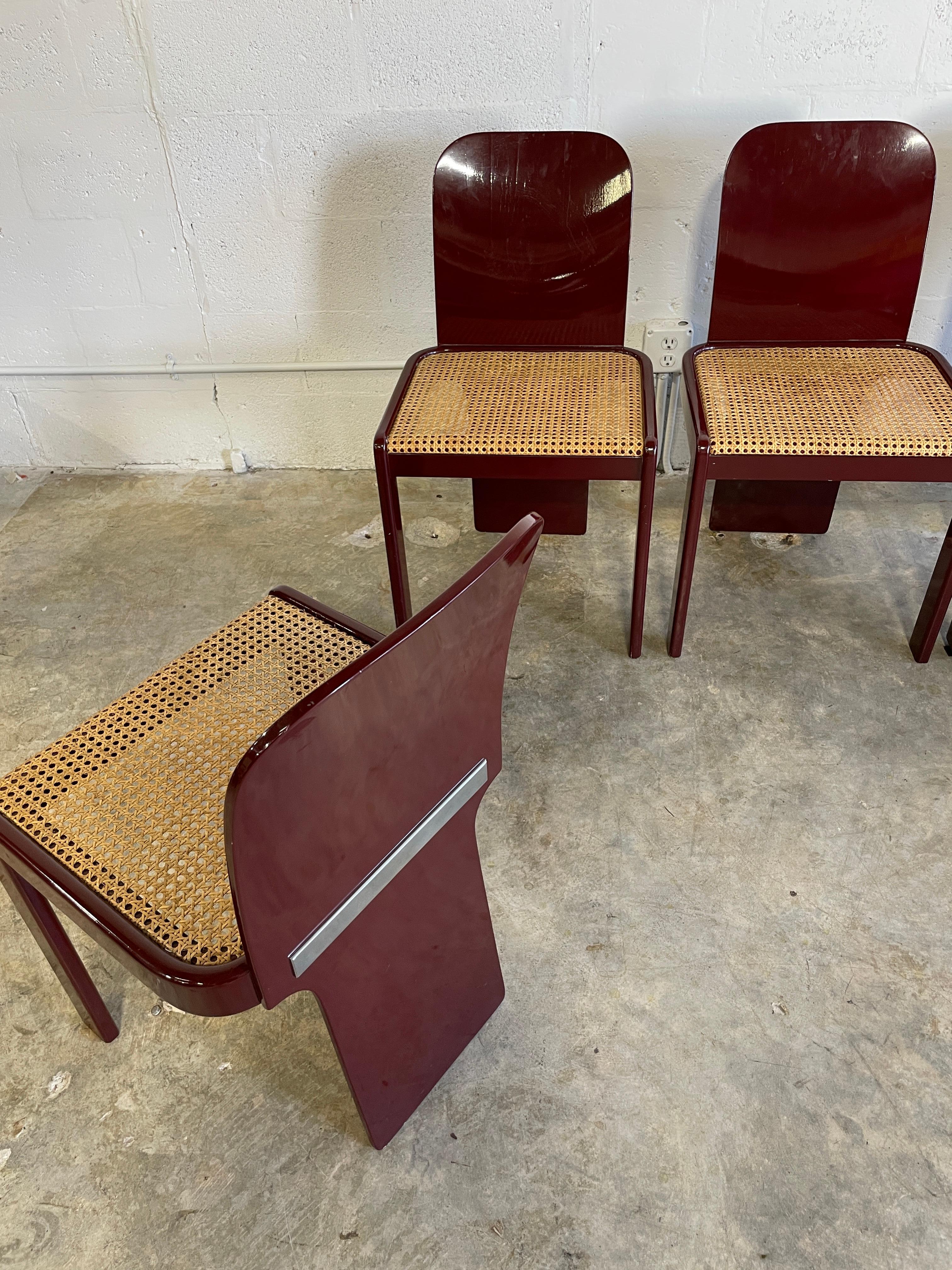 Pierluigi Molinari for Pozzi Italian Mid Century Dining Chairs In Good Condition For Sale In Fort Lauderdale, FL