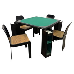 Pierluigi Molinari Game Table with Four Chairs, Italy, 1970s