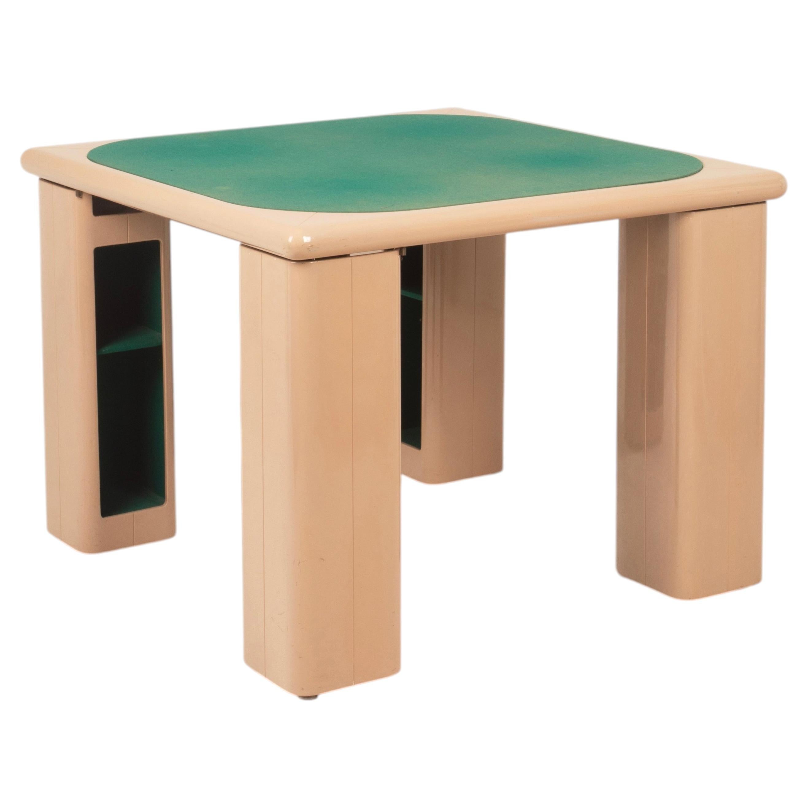 Pierluigi Molinari Lacquered Wood and Green Felt Game Table for Pozzi 1970 For Sale