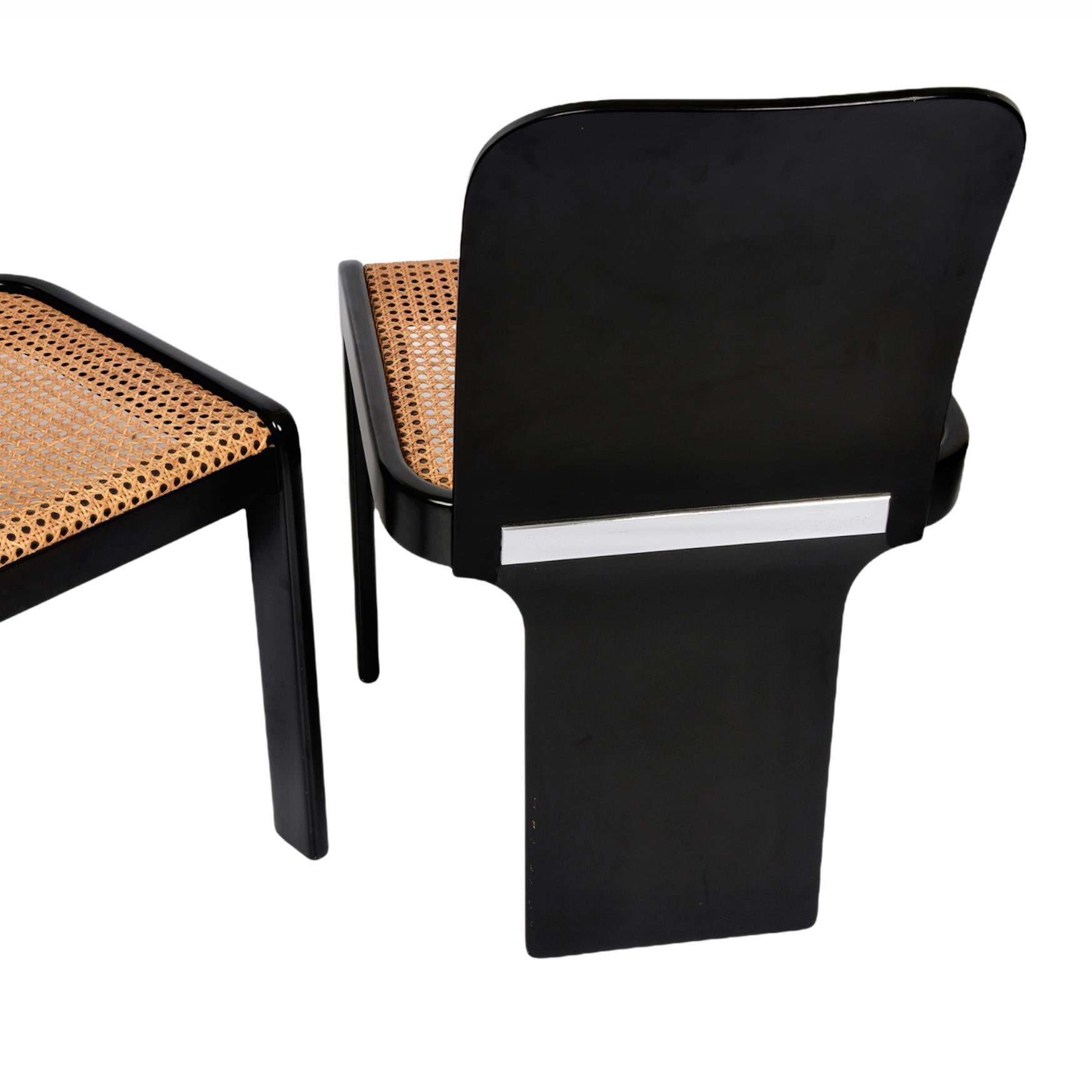 Pierluigi Molinari Midcentury Black Wood Italian Chairs for Pozzi, 1970s 5