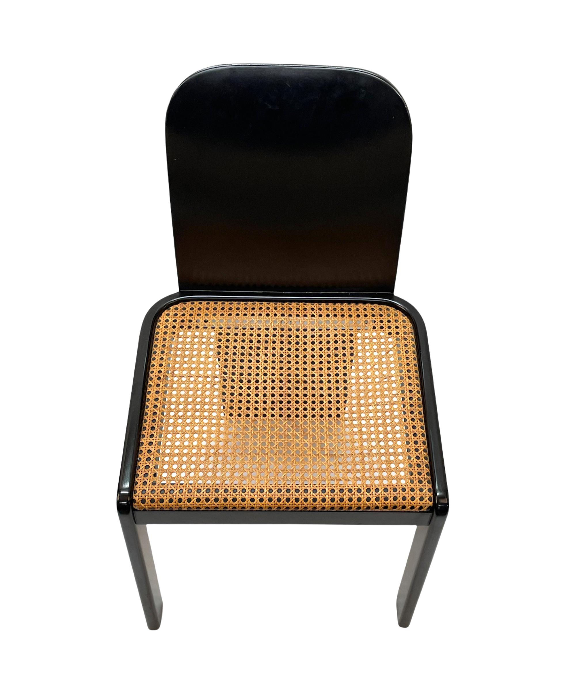 Pierluigi Molinari Midcentury Black Wood Italian Chairs for Pozzi, 1970s 8