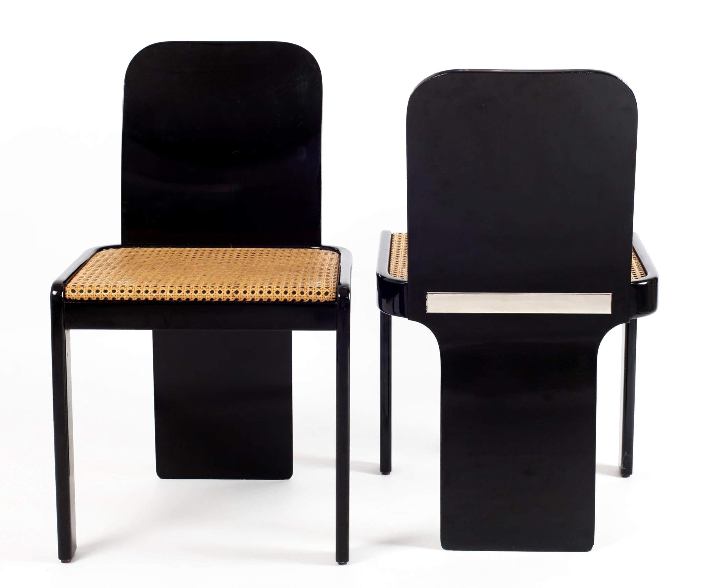 Pierluigi Molinari Midcentury Black Wood Italian Chairs for Pozzi, 1970s 2