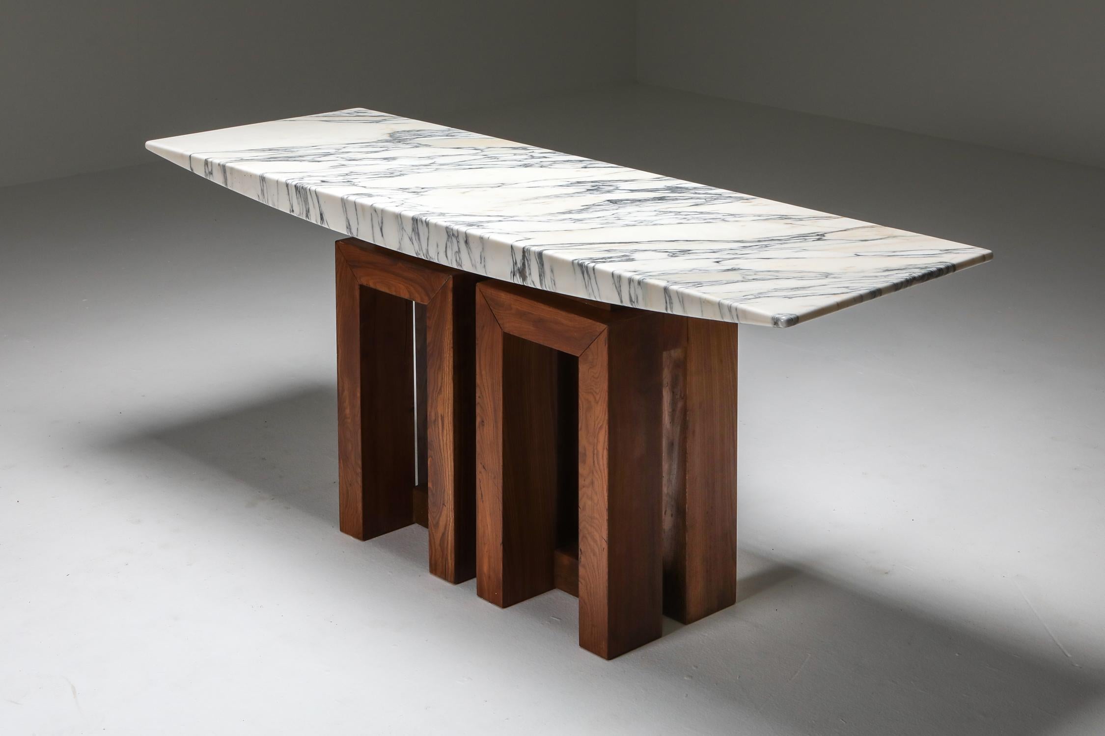 Console table in marble and walnut, Pierluigi Spadolini, circa 1965, Italy

Fior di pesco marble, walnut.
Recently a similar piece sold at Phillips auctions
Pierluigi Spadolini (1922-2000)

Pierluigi Spadolini (April 1922, Florence–June 2000,