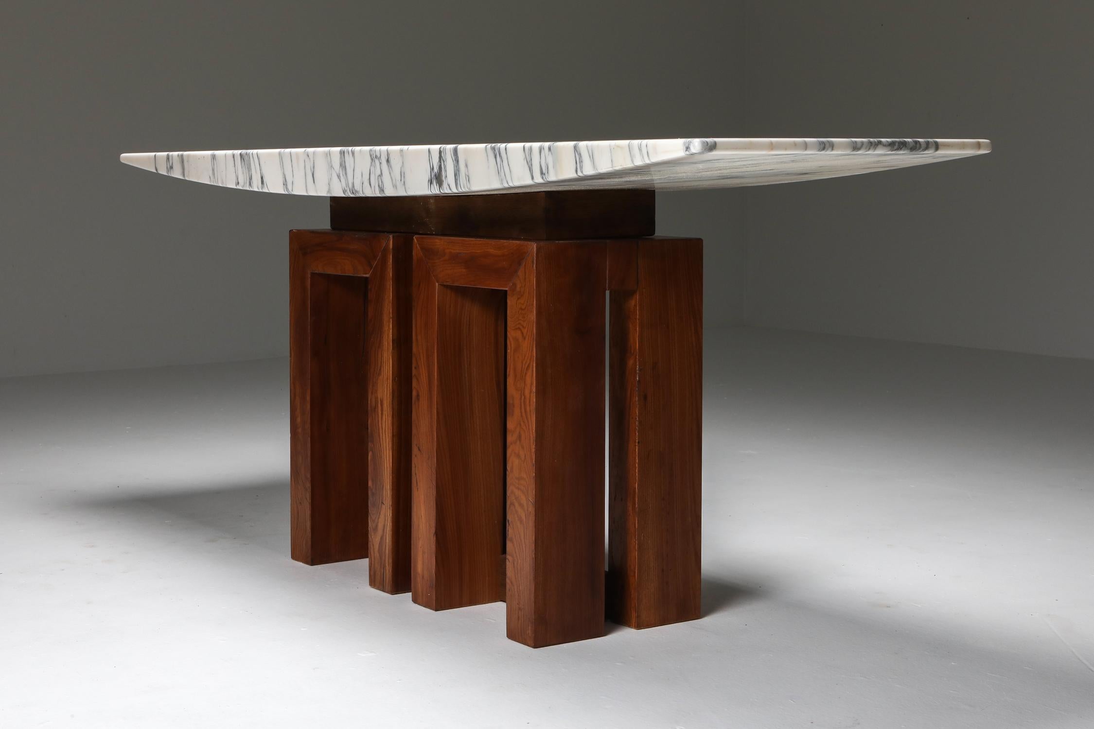 Post-Modern Pierluigi Spadolini Console Table in Walnut and Marble