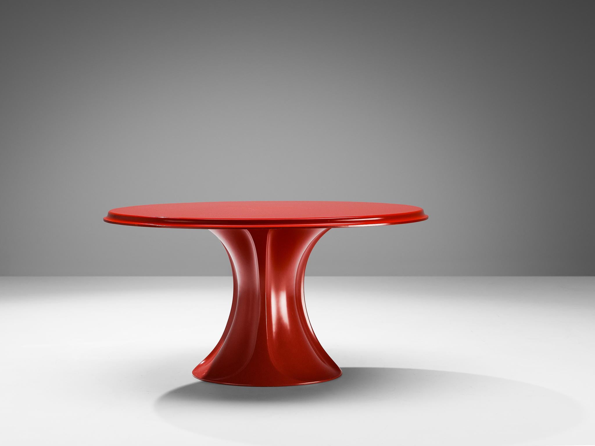 Mid-Century Modern Pierluigi Spadolini for 1P 'Boccio' Dining or Center Table in Red Resin