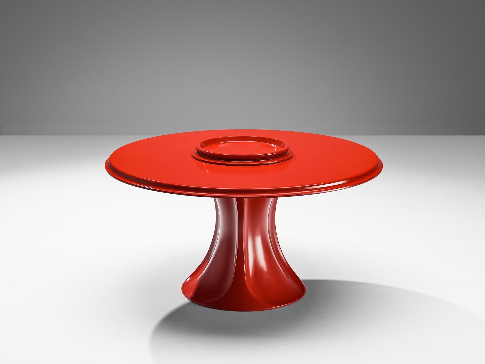Late 20th Century Pierluigi Spadolini for 1P 'Boccio' Dining or Center Table in Red Resin