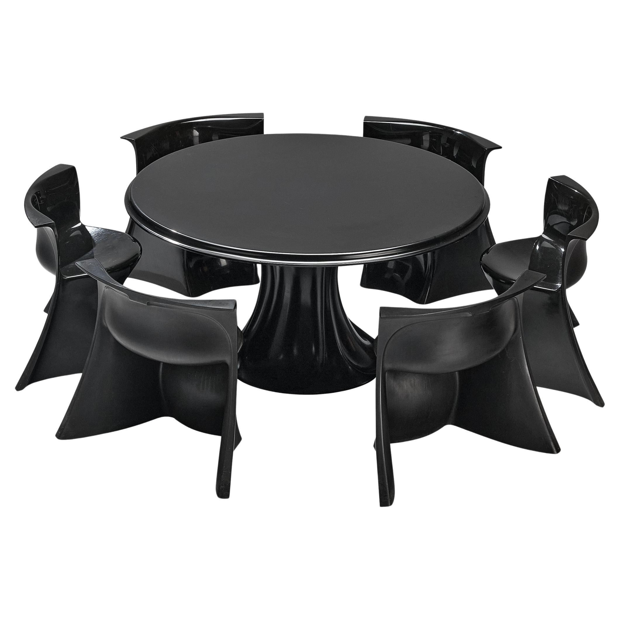 Pierluigi Spadolini for 1P 'Boccio' Dining Set with Table and Six Chairs 