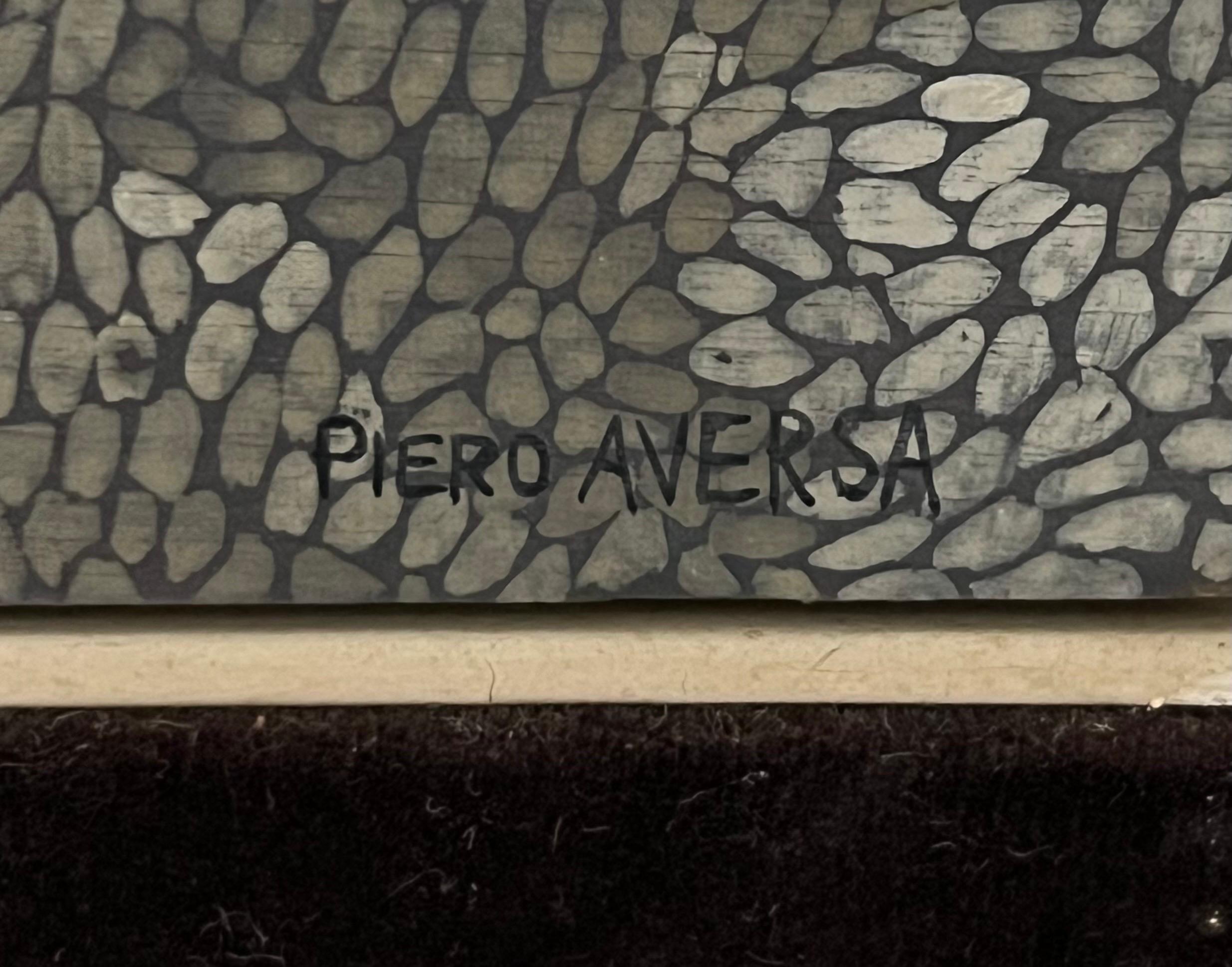 Peinture italienne américaine moderniste à motif Key West Kitty Cat de Piero Aversa en vente 2