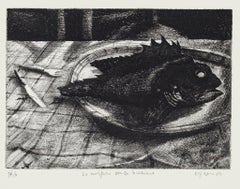 The Scorpionfish without the Glass - Original Etching by Piero Cesaroni - 1994