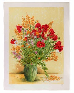 Blumenstrauß – Lithografie von Piero Cicoli – 1970er Jahre