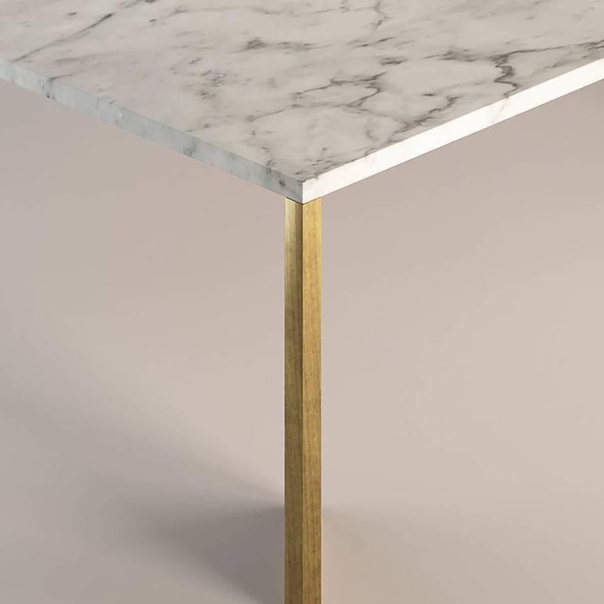 Modern Piero Coffee Table with Cast Brass Legs and White Carrara Marble Top For Sale