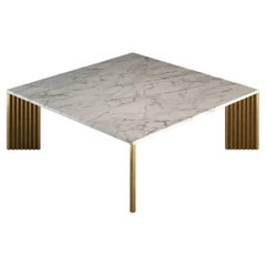 Piero Coffee Table with Cast Brass Legs and White Carrara Marble Top