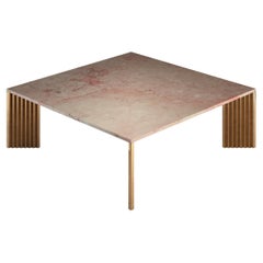Piero Coffee Table with Cast Bronze Legs and Pink Rosa Tea Marble Top