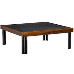Table basse Naviglio de Piero De Martini pour Cassina en noyer et ardoise