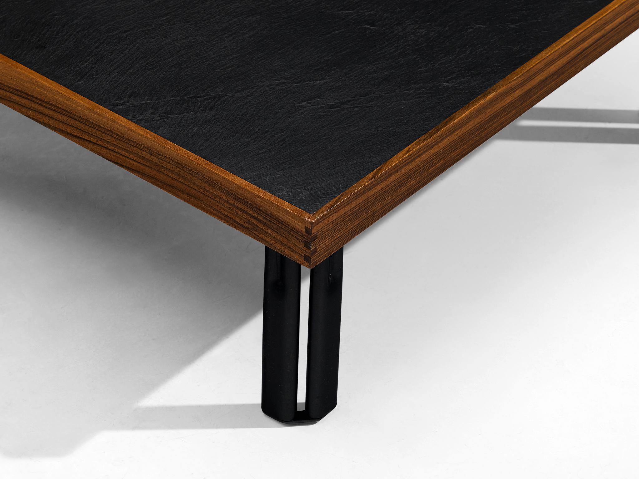 Late 20th Century Piero De Martini for Cassina 'Naviglio' Coffee Table in Walnut and Slate For Sale
