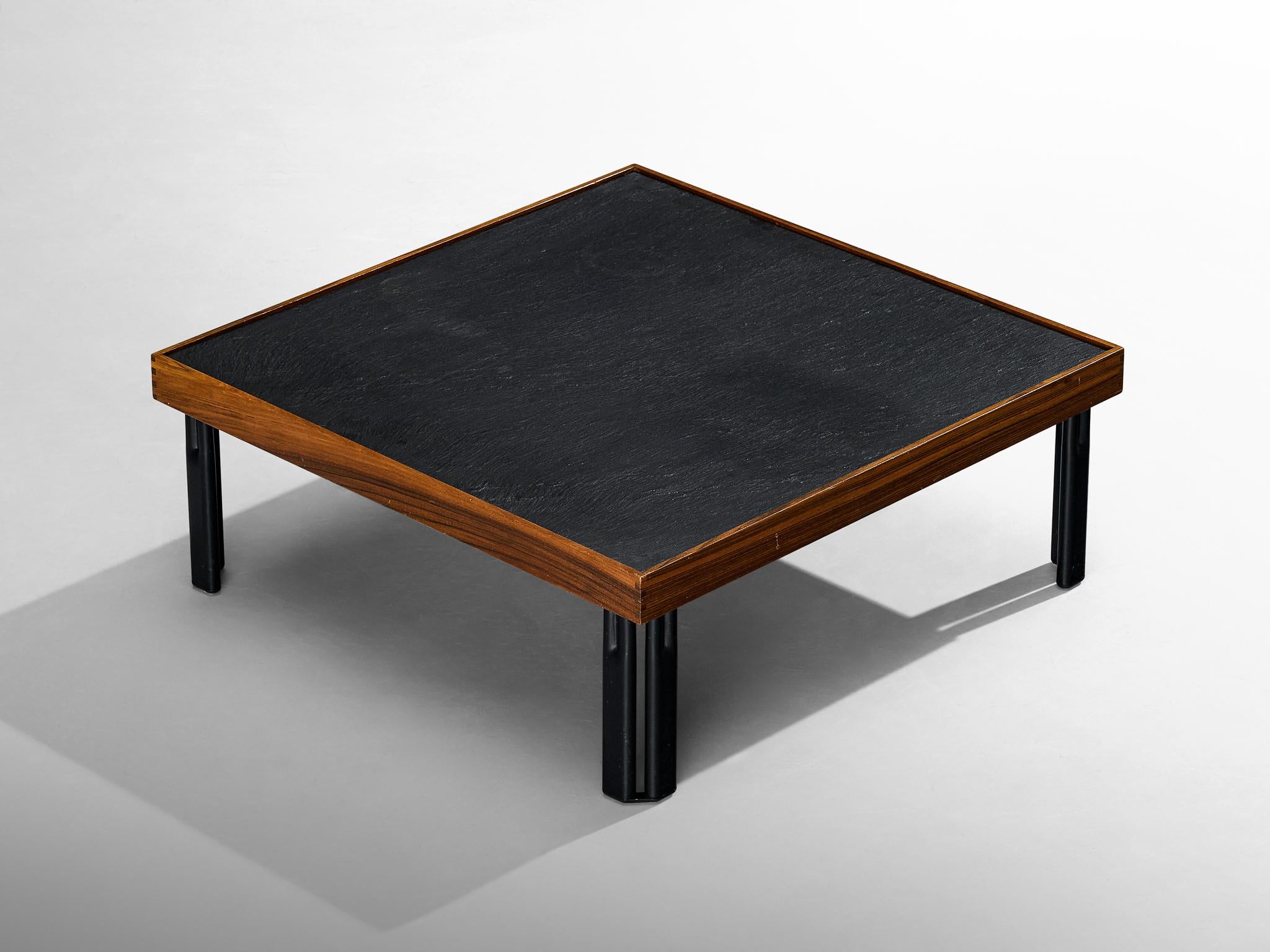 Metal Piero De Martini for Cassina 'Naviglio' Coffee Table in Walnut and Slate For Sale