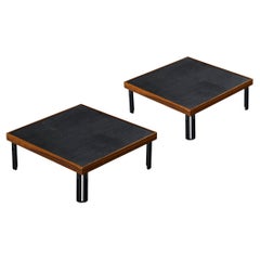 Table basse Naviglio de Piero De Martini pour Cassina en noyer et ardoise