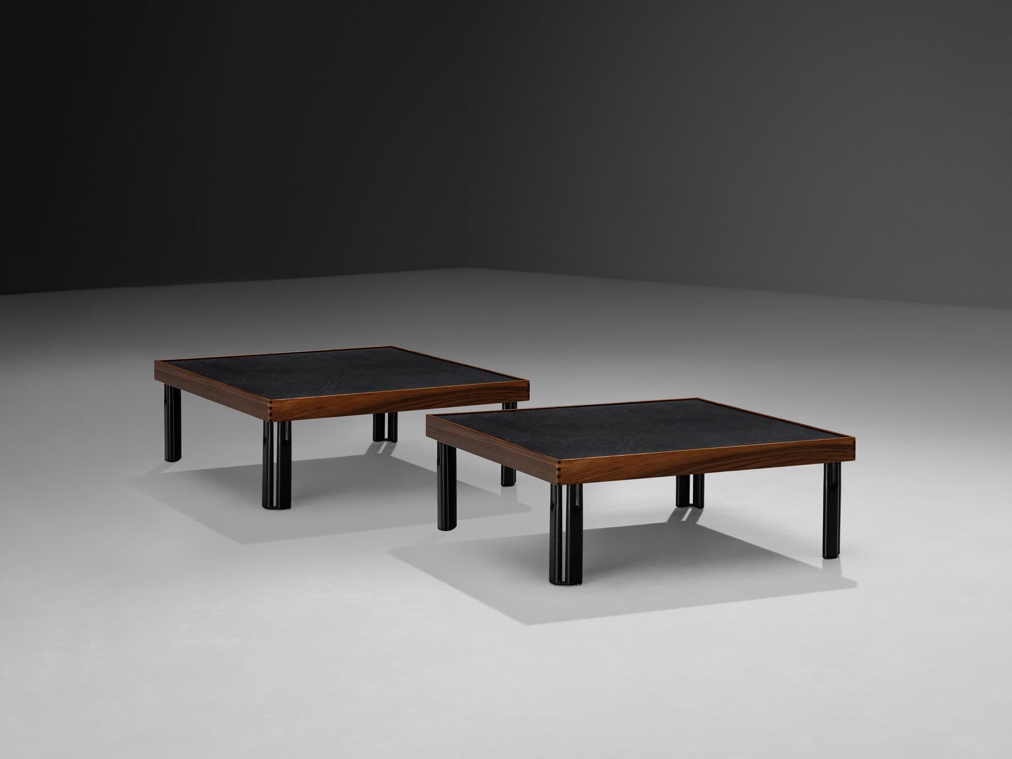 Mid-Century Modern Piero De Martini for Cassina 'Naviglio' Coffee Tables in Walnut and Slate
