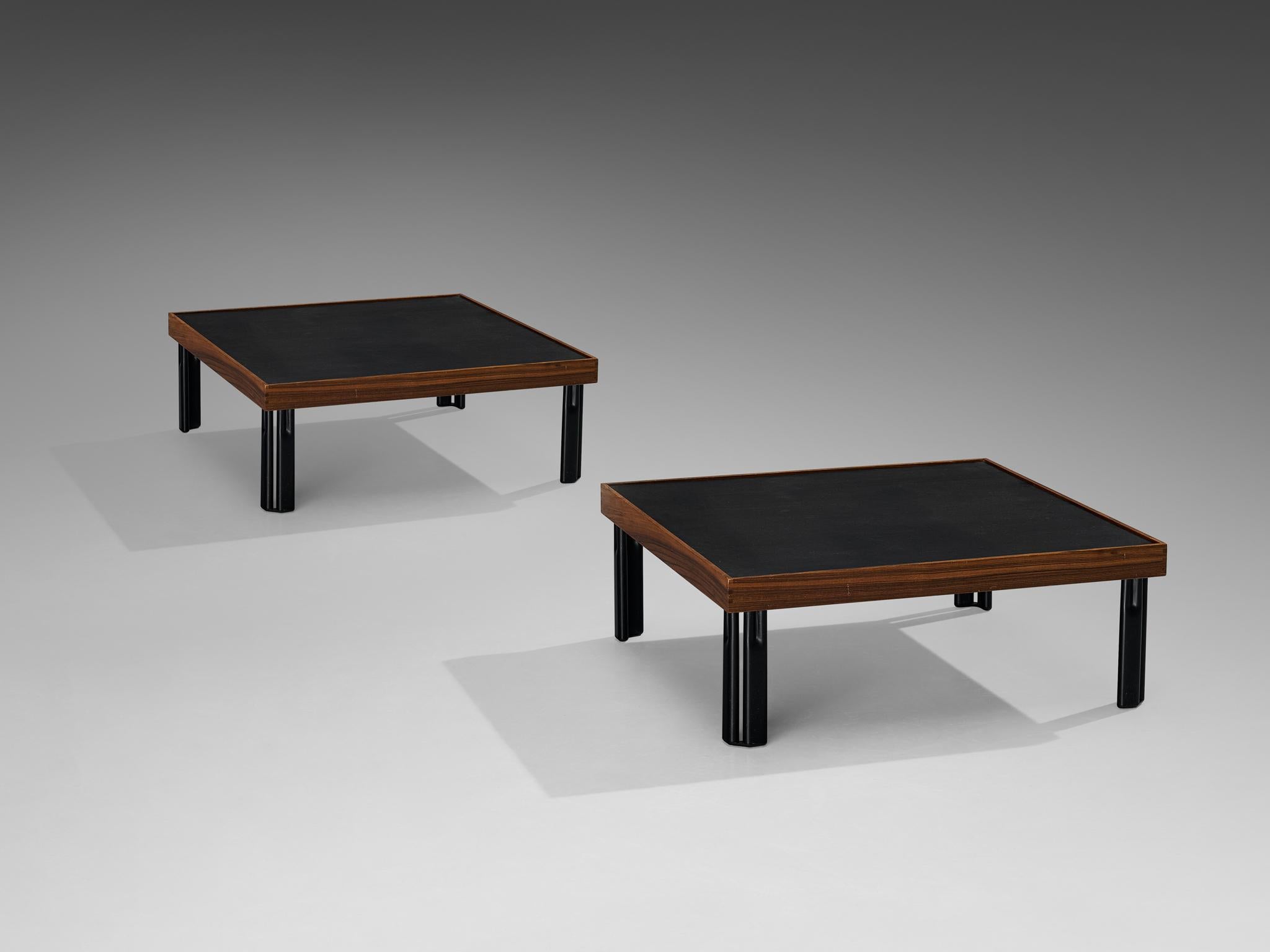 Metal Piero De Martini for Cassina 'Naviglio' Coffee Tables in Walnut and Slate