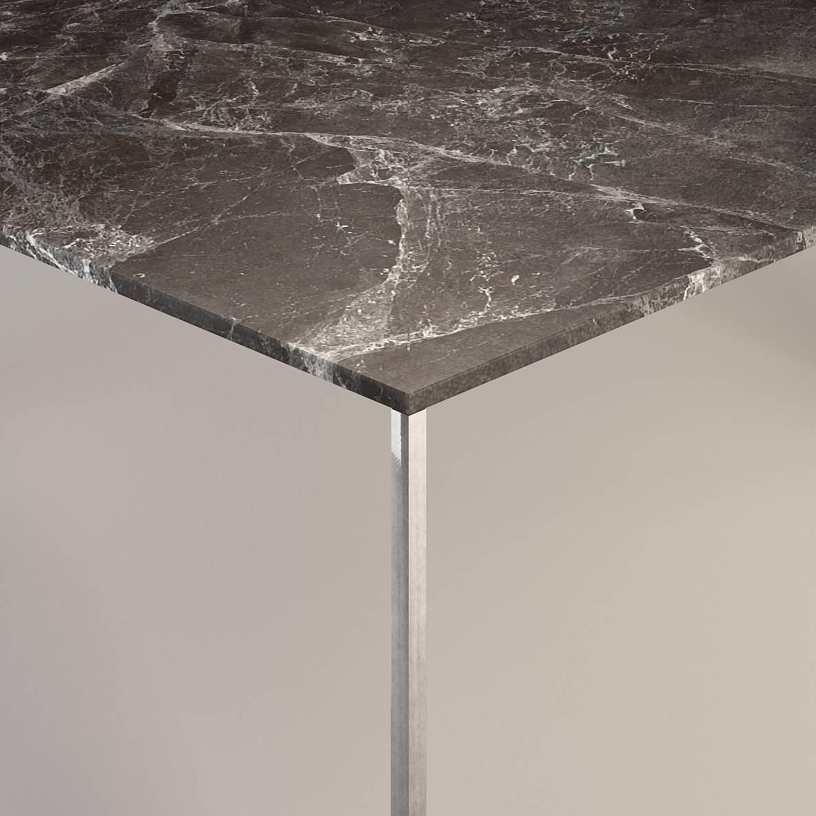 Modern Piero Dining Table with Cast Aluminum Legs and Emperador Grey Marble Top  For Sale