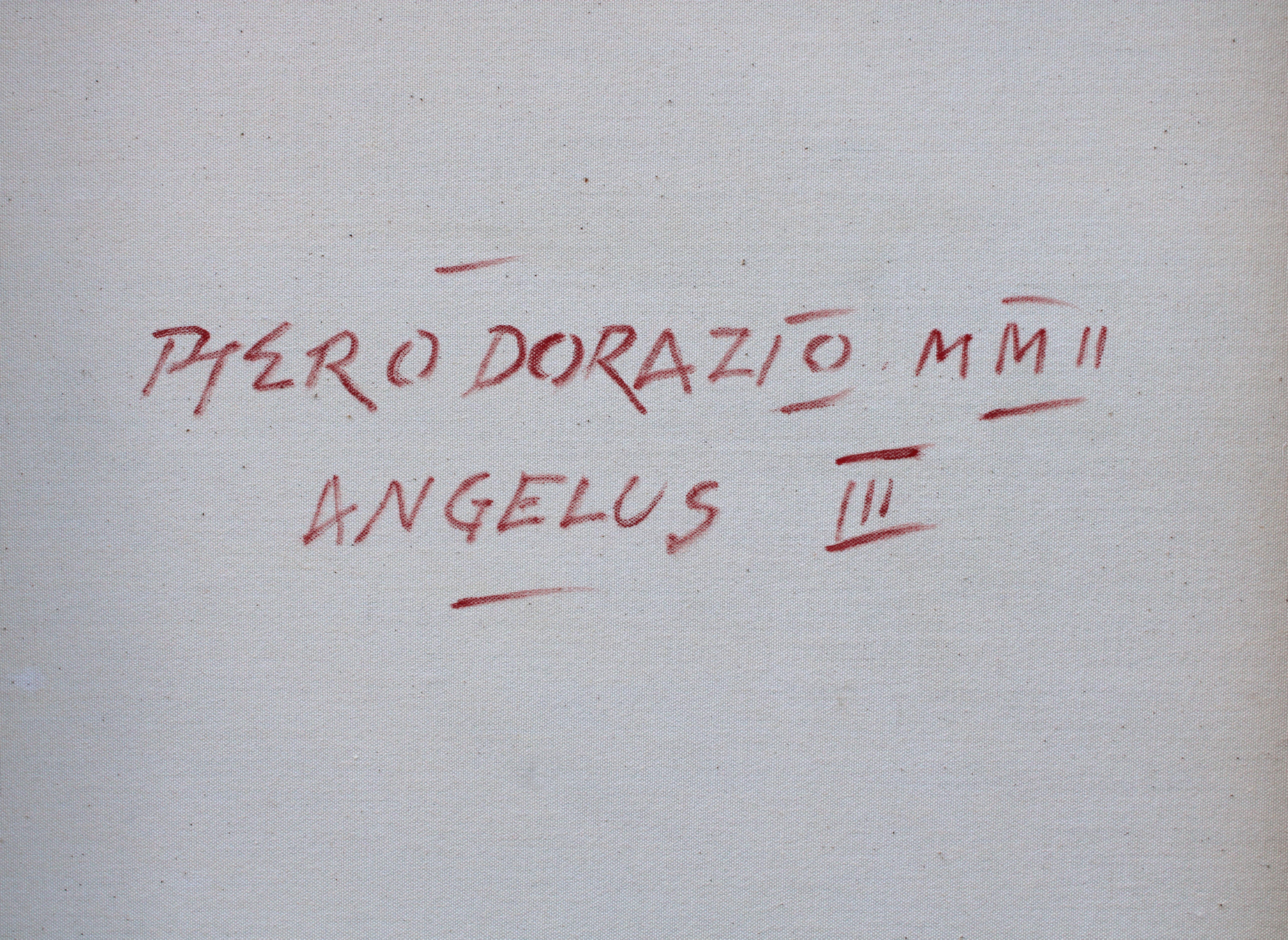 ANGELUS III
2002   
Oil on canvas 
Signed and dated on the back
Work registered with the Studio Piero Dorazio Photo certificate issued by the Studio Piero Dorazio