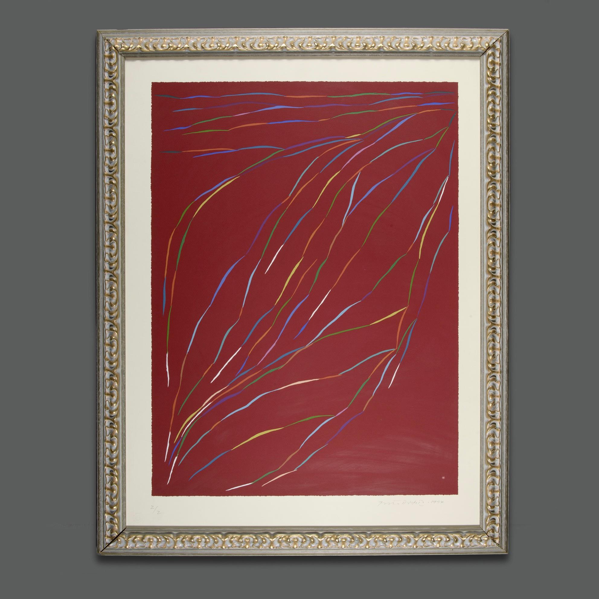 1990s Abstract Contemporary Piero Dorazio Signed Original Wonk on Paper