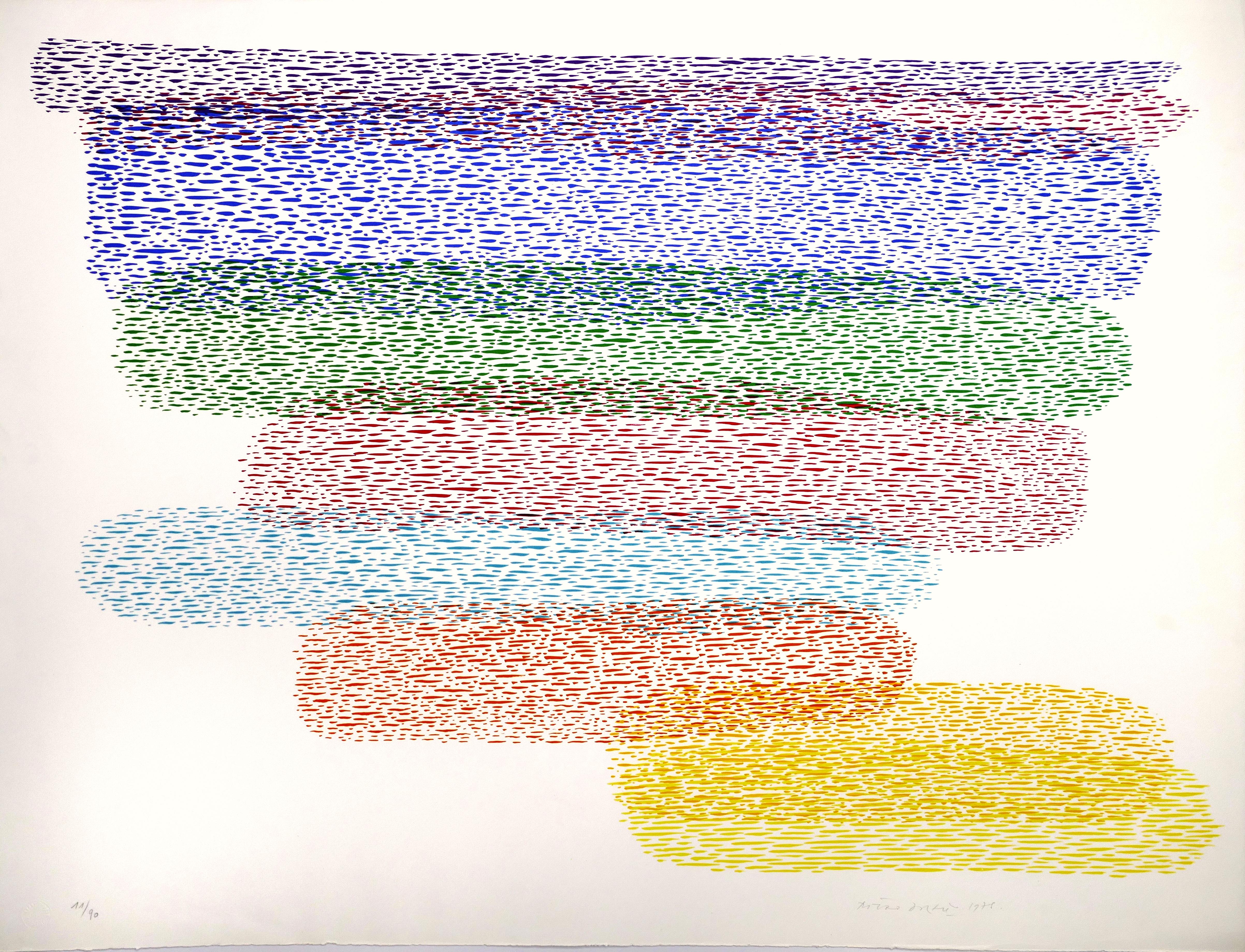 Abstract Composition is a color lithograph on paper, realized in 1978 by the Italian graphic master Piero Dorazio (Rome, 1927 - Perugia, 2005).

Signed and dated in pencil "Piero Dorazio 1978" by the artist on the lower right margin.

Numbered in