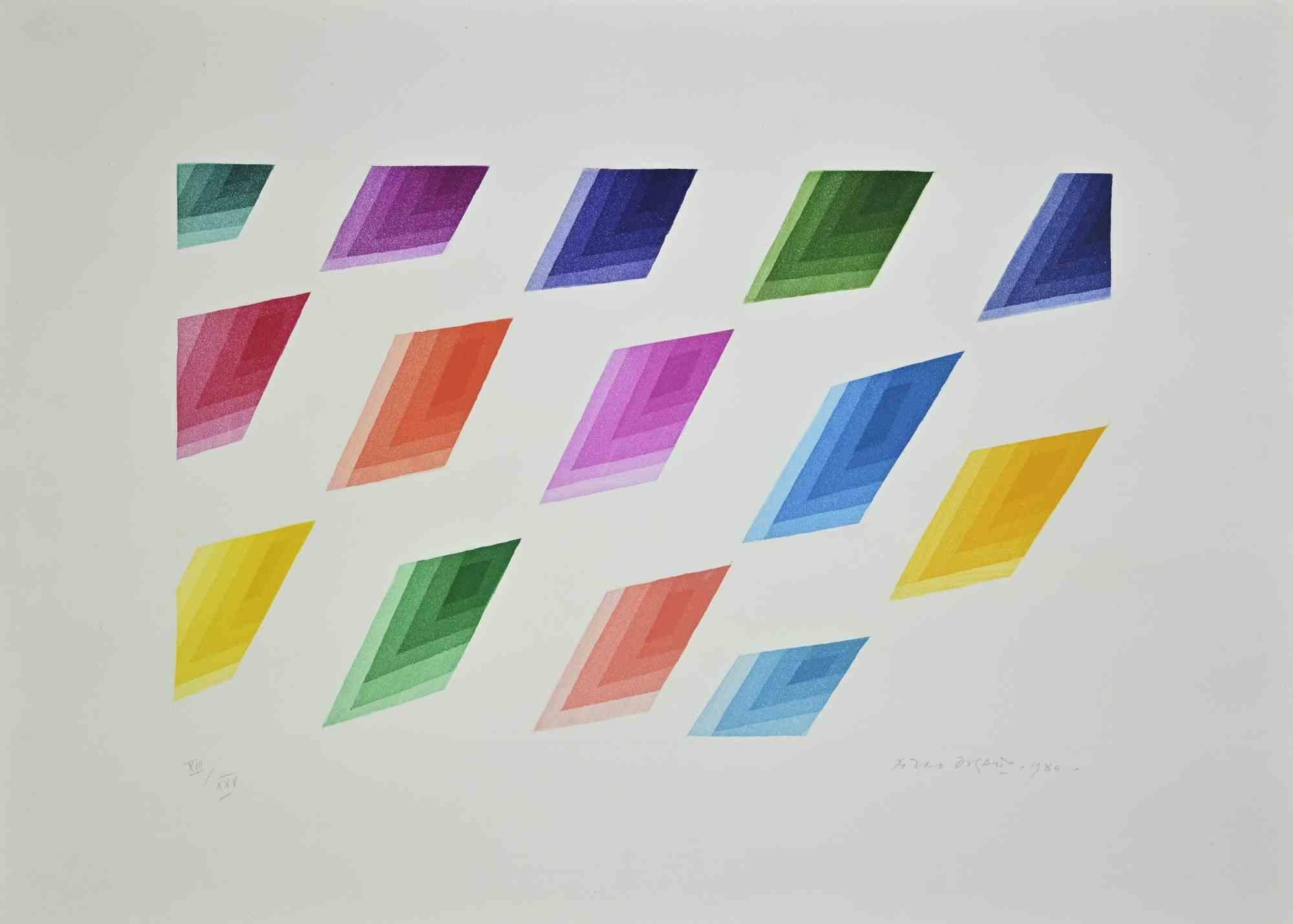 Nuances è un'acquaforte e acquatinta su carta, realizzata nel 1980 dal maestro della grafica italiana Piero Dorazio (Roma, 1927 - Perugia, 2005).

Firmato e datato a matita "Piero Dorazio 1980" sul margine inferiore destro.

Edizione numerata di