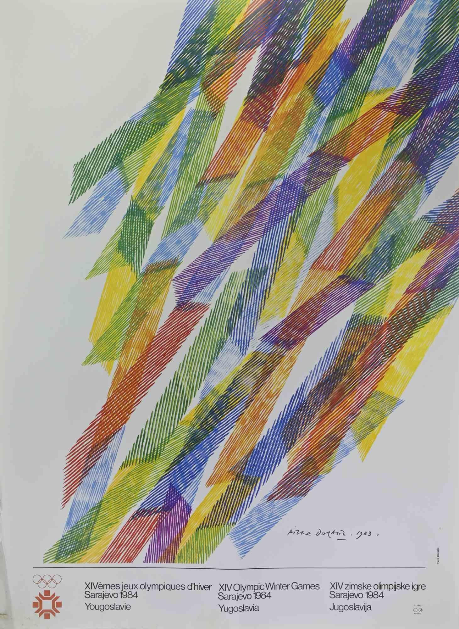Piero Dorazio Abstract Print - Olympics of Sarajevo - Original Poster - 1984
