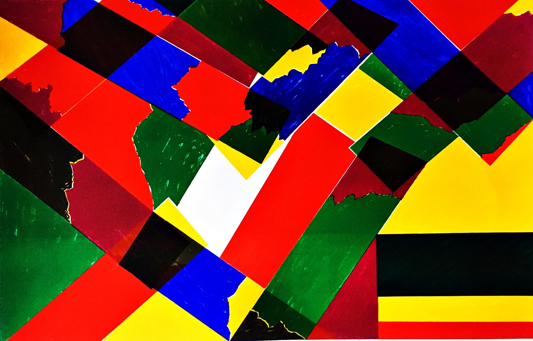 Astrazione geometrica senza titolo (deaccesso al Museo Triton) Litografia firmata/N - Print di Piero Dorazio