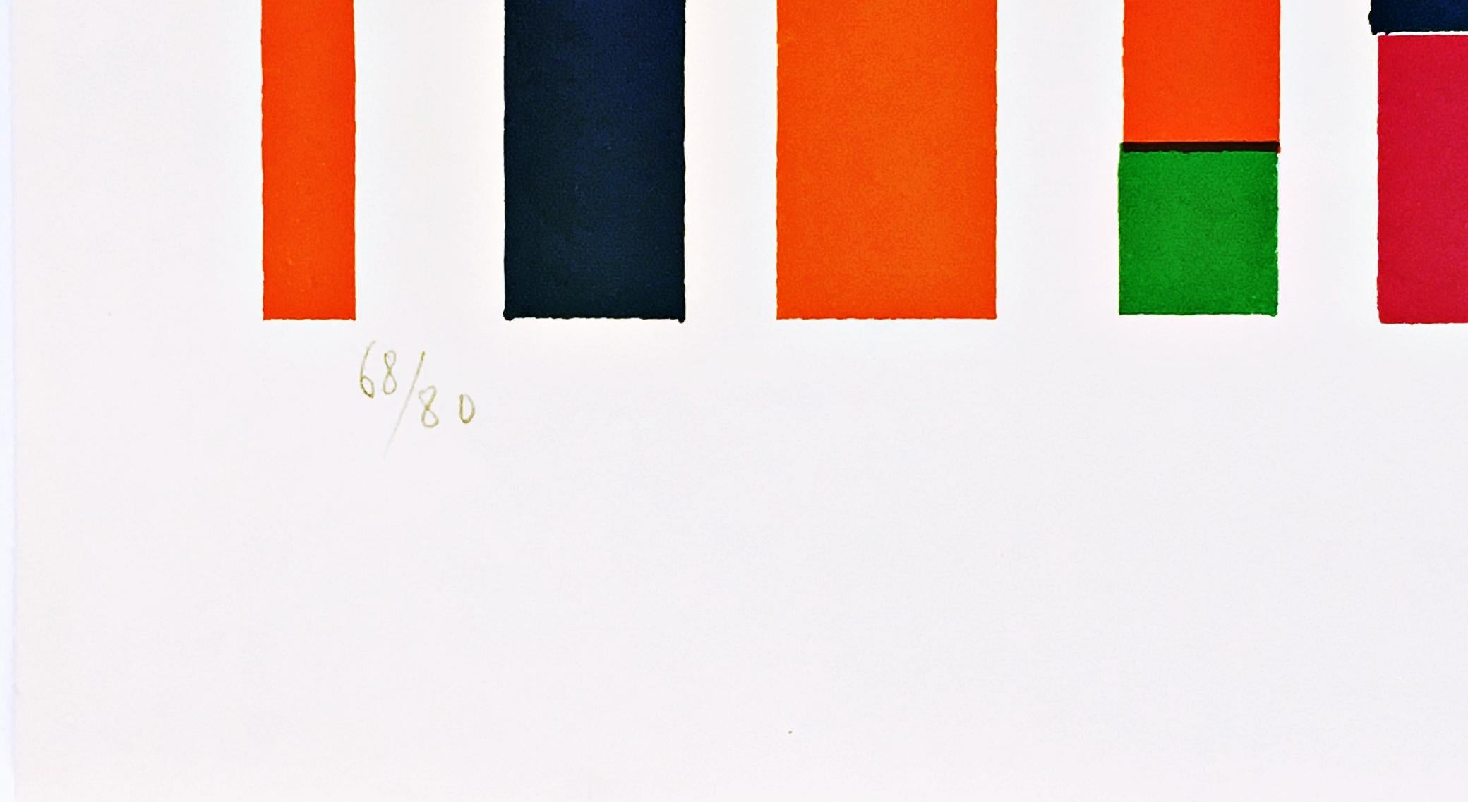 Piero Dorazio
Senza titolo, astrazione geometrica moderna del Mid Century, 1967
Litografia a colori su carta vergata Rives BFK
Firmato a mano, numerato 68/80 e datato sul fronte
29 1/4 × 21 pollici
Non incorniciato
Questa splendida litografia a
