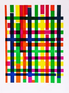 Senza titolo, astrazione geometrica moderna del Medioevo Litografia firmata/N, ex-museo