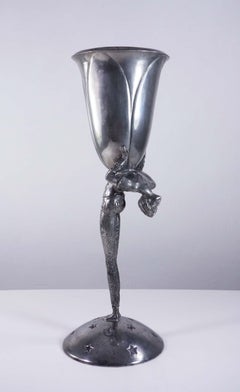 Piero Figura Atena / Milan Italian Acrobat Pewter Metal Vase Centrepiece