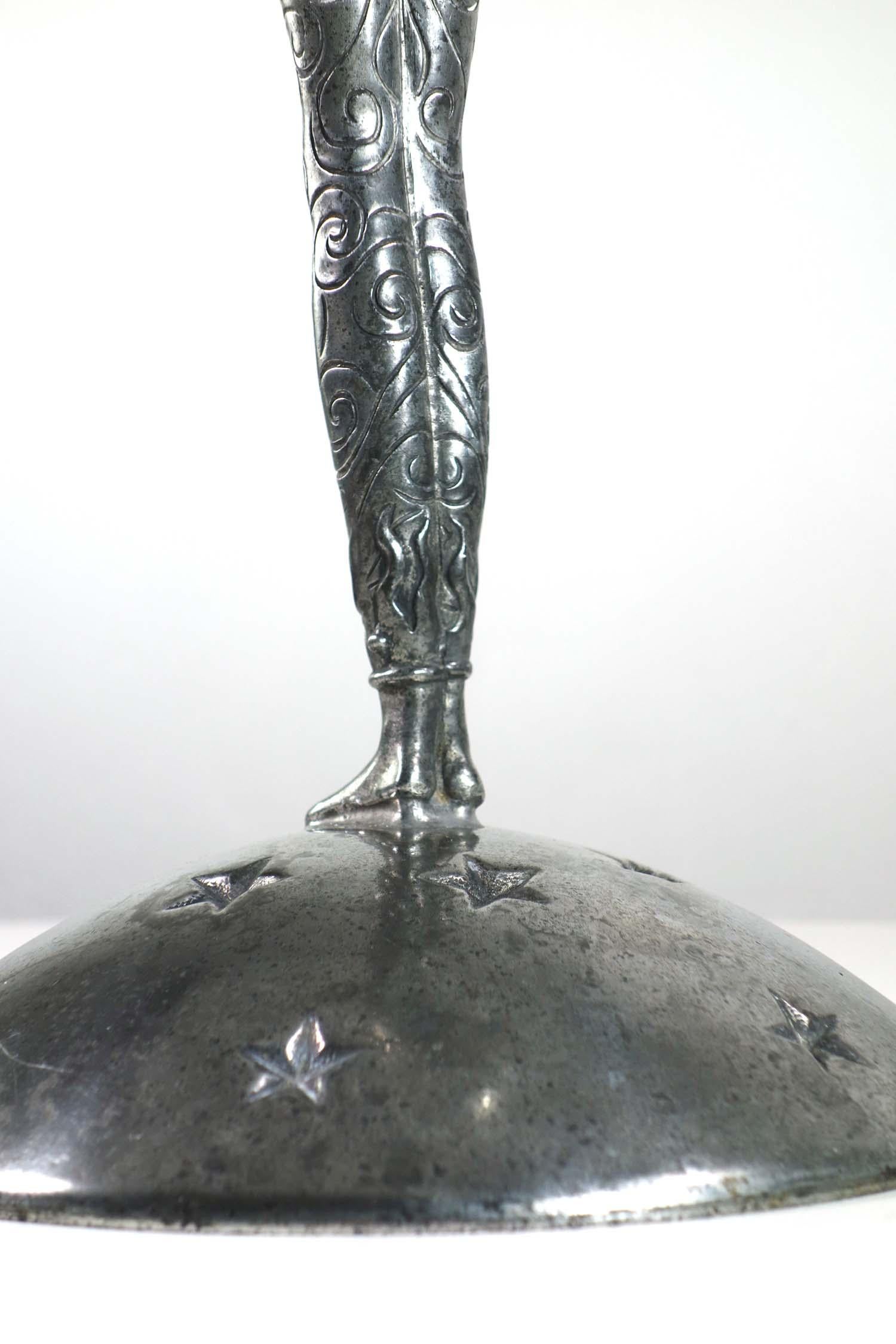Piero Figura Atena / Milan Italian Acrobat Pewter Metal Vase Centrepiece For Sale 4