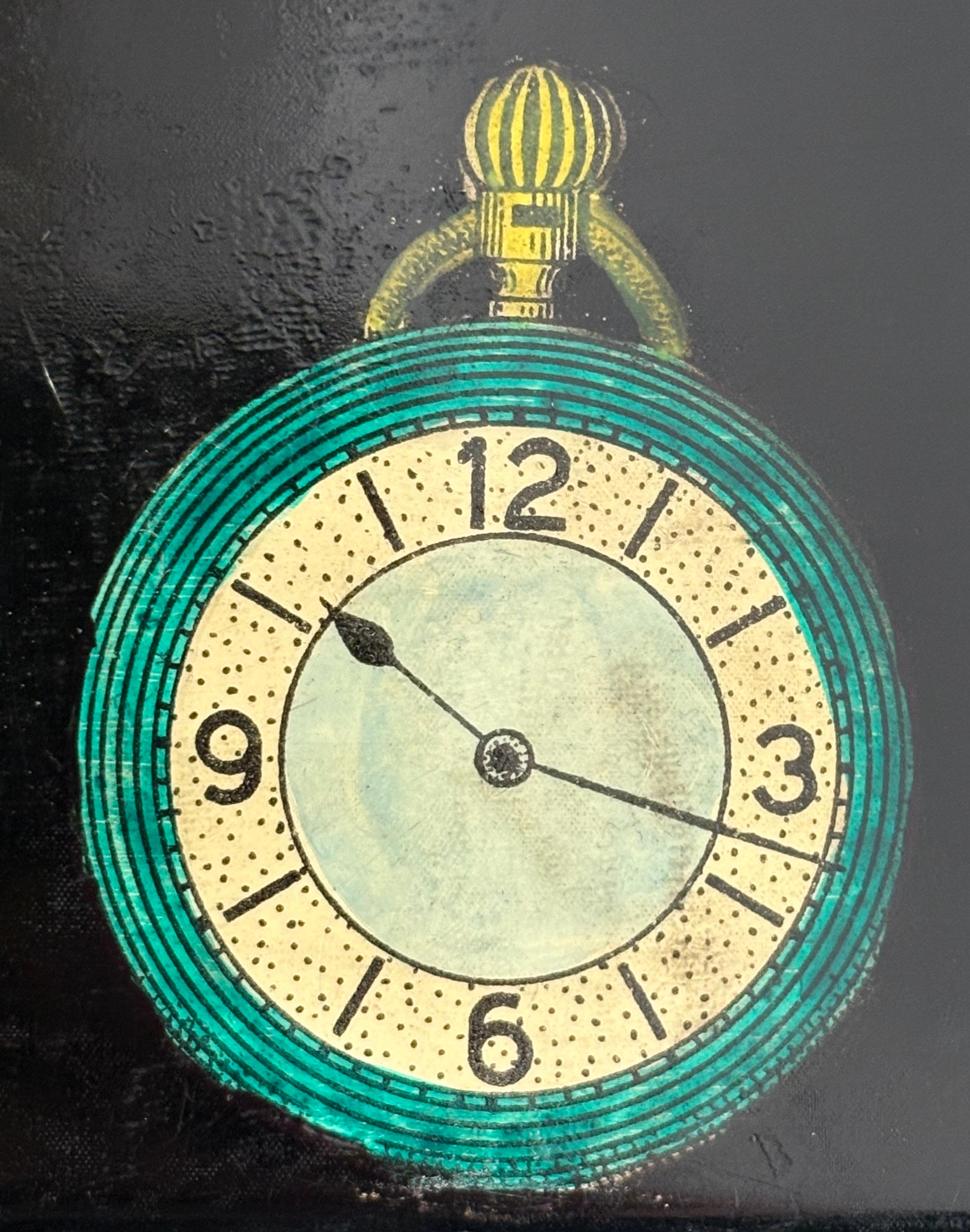 Peint Piero Fornasetti , 1950s, Italien, Boîte en métal peint et émaillé en vente