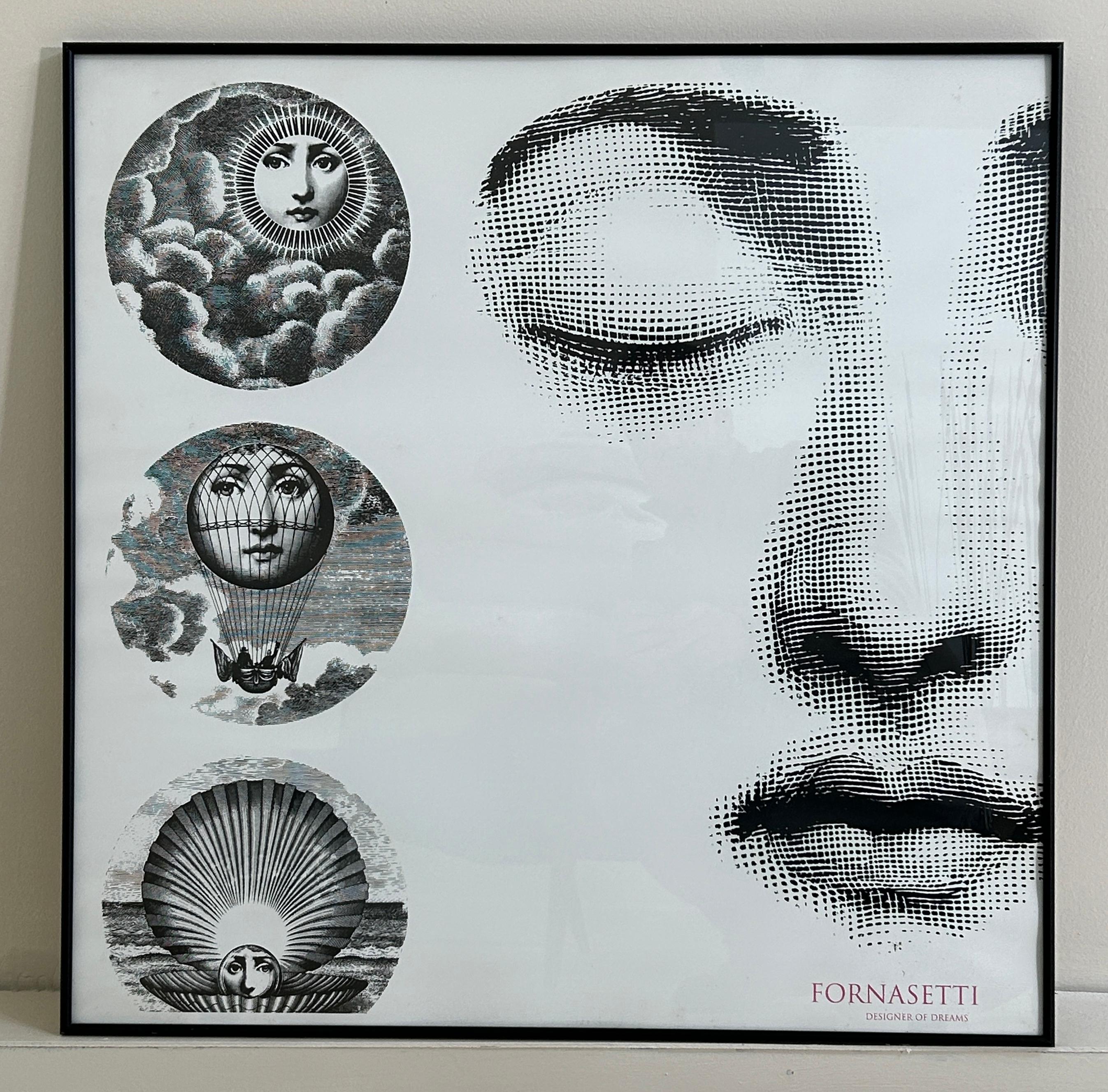 Ausstellungsplakat von Piero Fornasetti aus dem Jahr 1992, limitierte Auflage, Lauf und gerahmt (Moderne der Mitte des Jahrhunderts) im Angebot