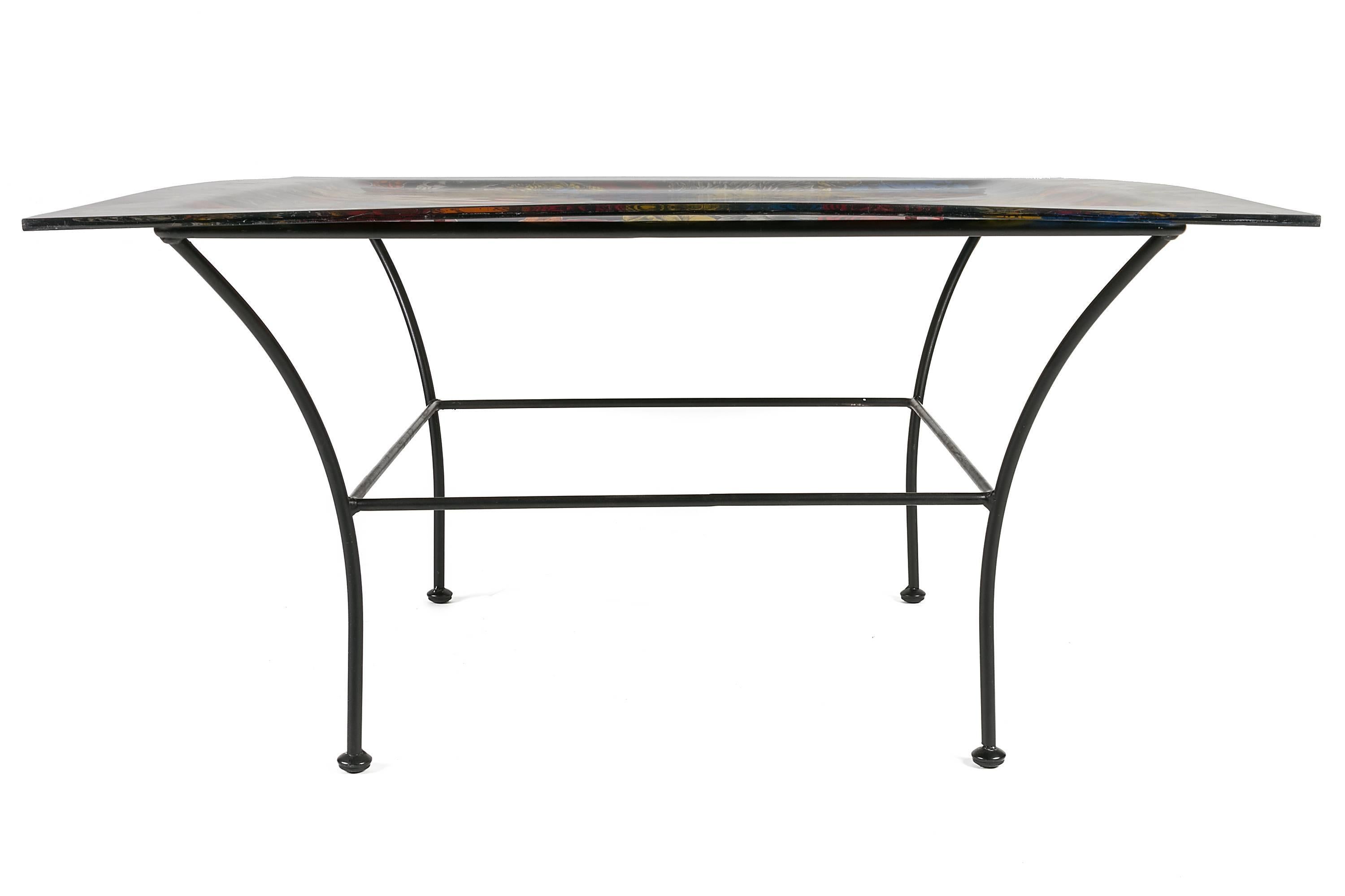 Piero Fornasetti Acrylic Coffee Table on Iron Base, Italy, 1970s In Excellent Condition In New York, NY