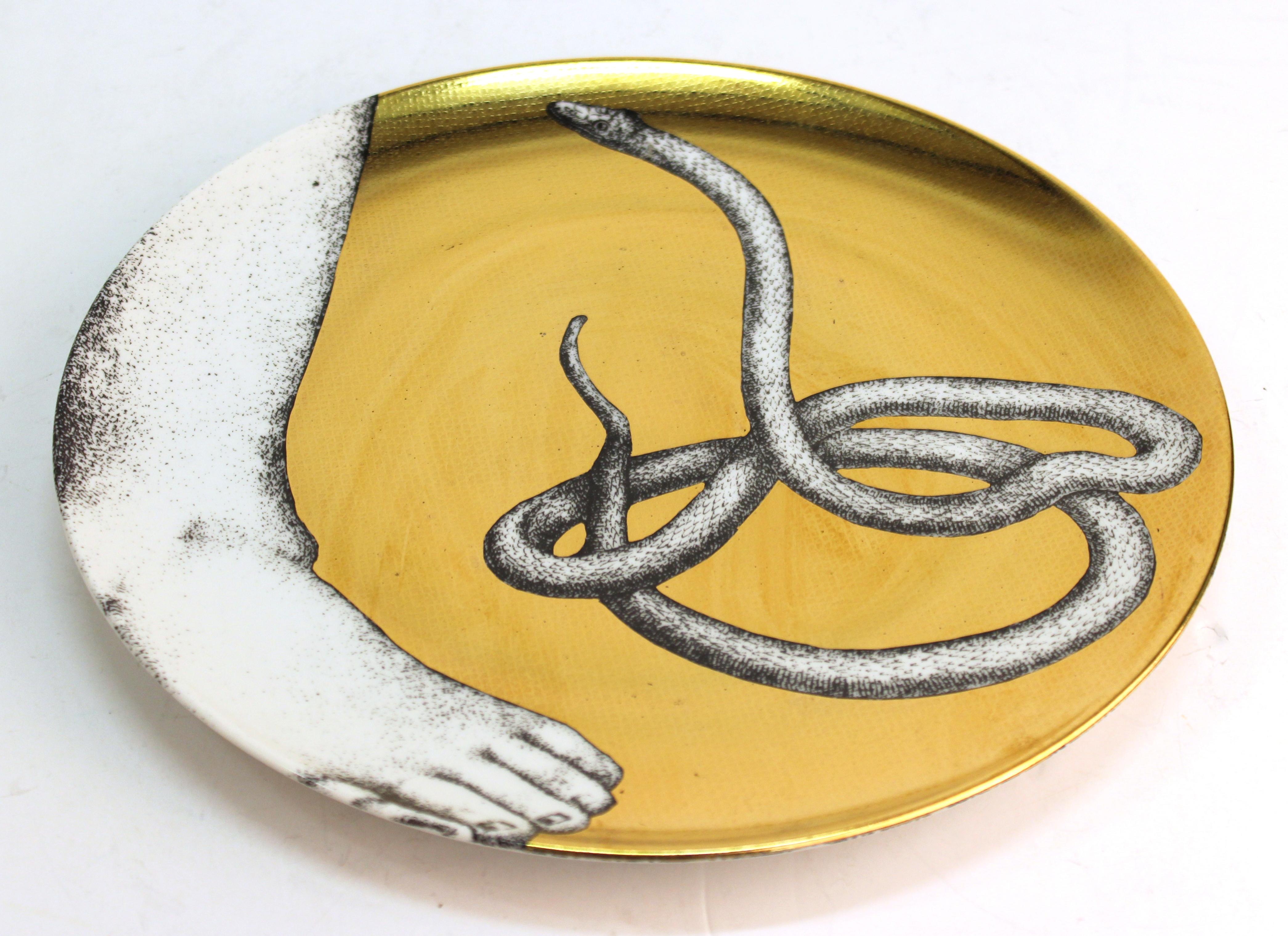 20th Century Piero Fornasetti Adam & Eve Gold Porcelain Plates